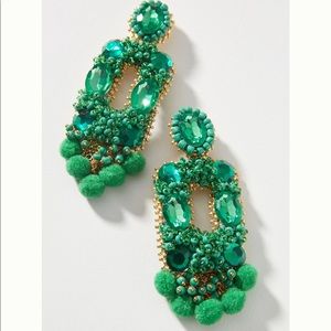Anthropologie Rita Clip-On Drop Earrings in Green